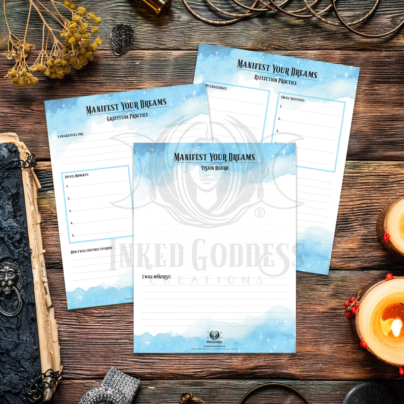 Load image into Gallery viewer, Manifest Your Dreams Worksheet Set of 3 Pages - PDF Download
