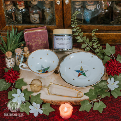 Masonic Gold Star Vintage Tea Cup Set for Mystical Tea Time