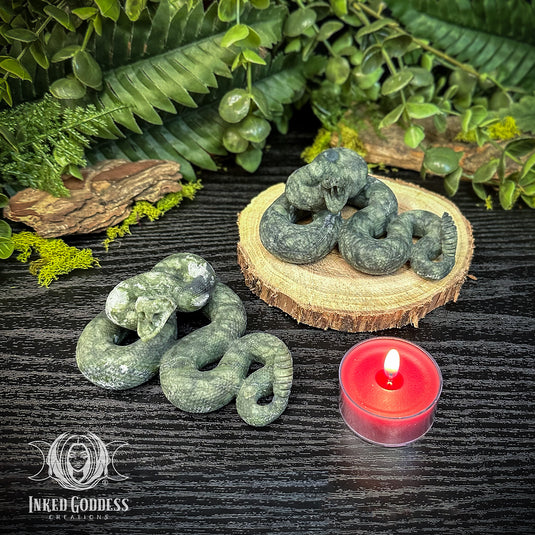 Matte Serpentine Jade Striking Snake for Striking Back at Negativity