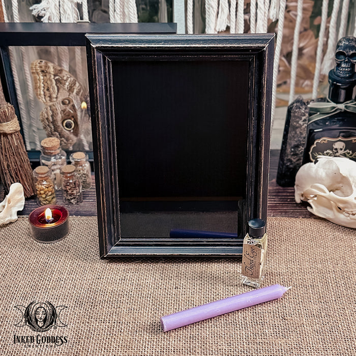 Medium Black Frame Handmade Scrying Mirror Kit- Inked Goddess Creations Exclusive