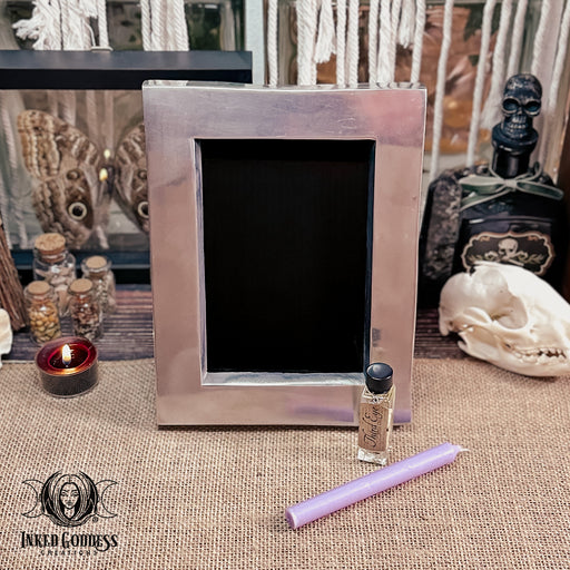 Medium Thick Silver Handmade Scrying Mirror Kit- Exclusive to Inked Goddess Creations