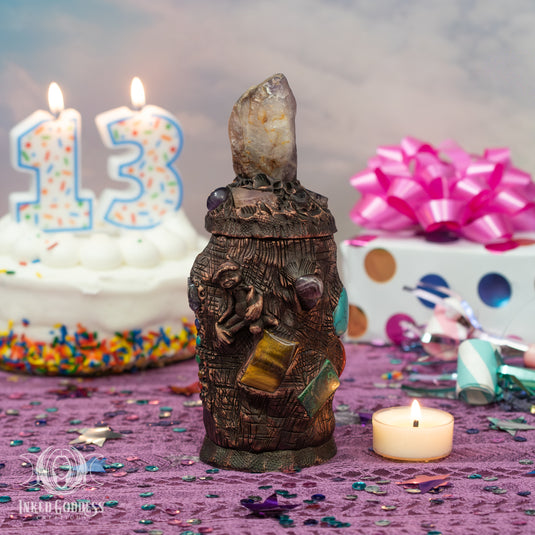 Medium Amethyst Clay Handmade Glass Jar for Forest Fae Magick