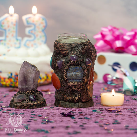 Medium Amethyst Clay Handmade Glass Jar for Forest Fae Magick