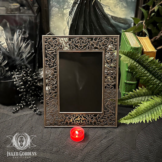 Metal Laser Cut Frame Scrying Mirror- OOAK