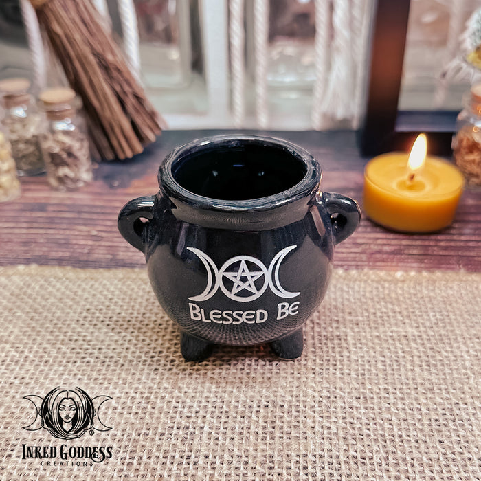 Mini Blessed Be Ceramic Cauldron