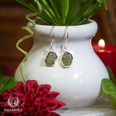 Moldavite Sterling Silver Earrings for Transformation 