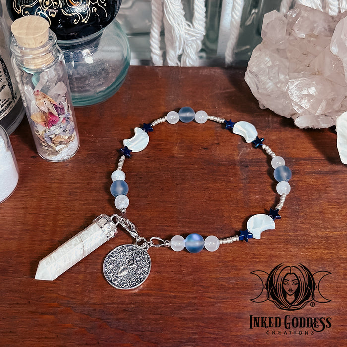 Moon Goddess Pendulum Bracelet- Handmade by Morgan, One-of-a-Kind