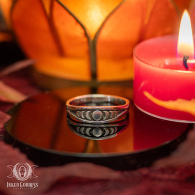 Moon Phase Sterling Silver Ring for Lunar Magick