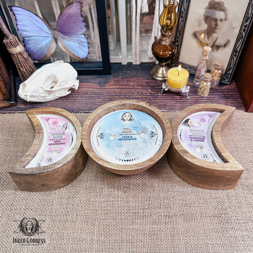 Moon Phase Wooden Candle Set - Maiden, Mother, Crone