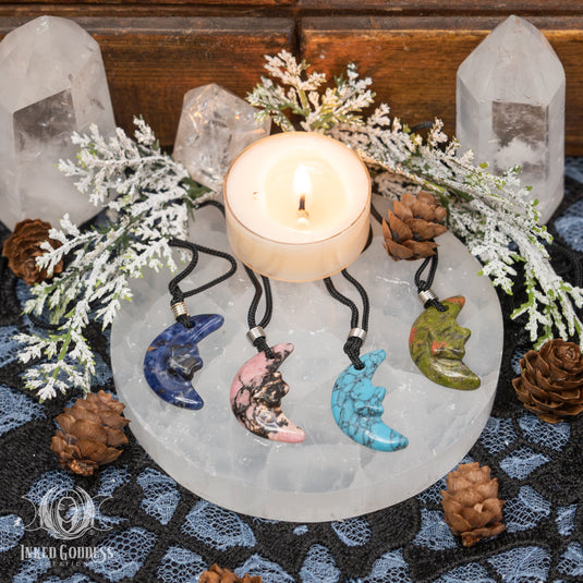 Moon and Star Mixed Gemstone Necklace for Magickal Power