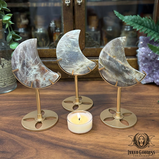Moonstone Crescent Moon with Stand for Connecting with Lunar Energy