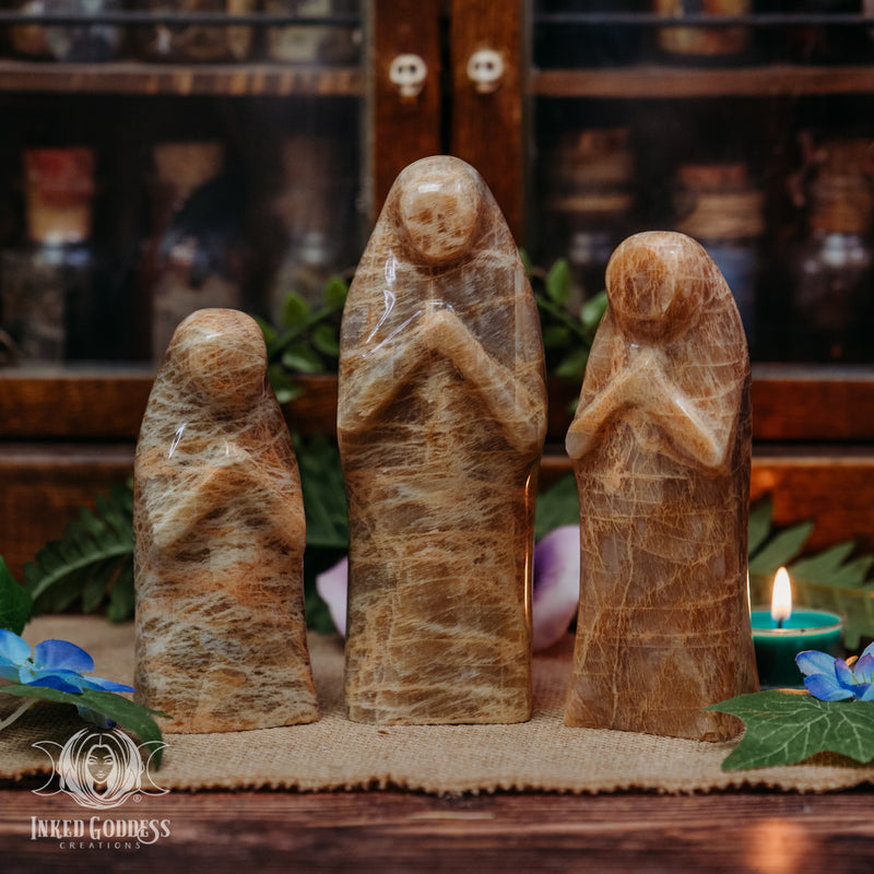 Load image into Gallery viewer, Moonstone Priestess Statue for Divine Feminine Strength
