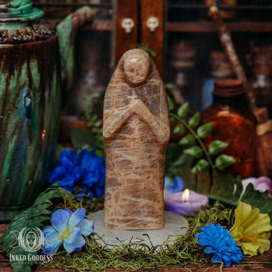 Moonstone Priestess Statue for Divine Feminine Strength