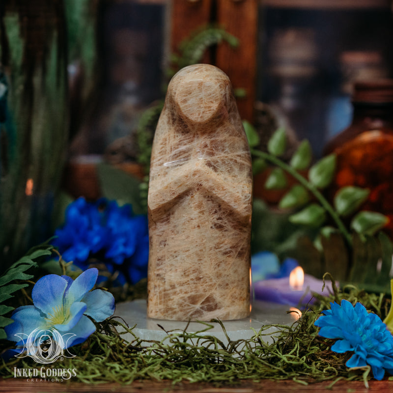 Load image into Gallery viewer, Moonstone Priestess Statue for Divine Feminine Strength
