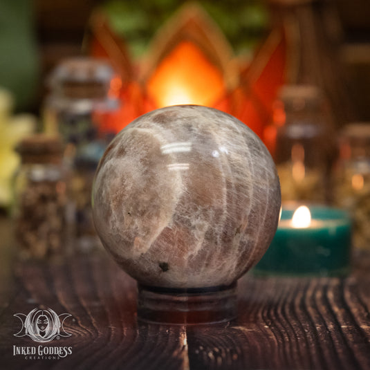 Moonstone with Sunstone Sphere for Sacred Balance