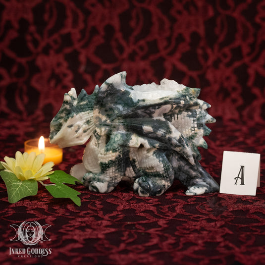 Moss Agate Dragon for Magickal Strength