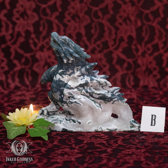 Moss Agate Dragon for Magickal Strength