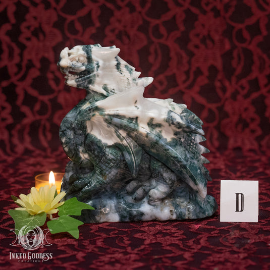 Moss Agate Dragon for Magickal Strength