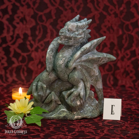 Moss Agate Dragon for Magickal Strength
