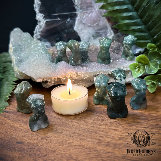 Moss Agate Mini Female Figure for Massive Mother Earth Energy