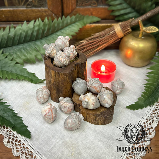 Network Jasper Carved Acorn for Vitality & Good Luck