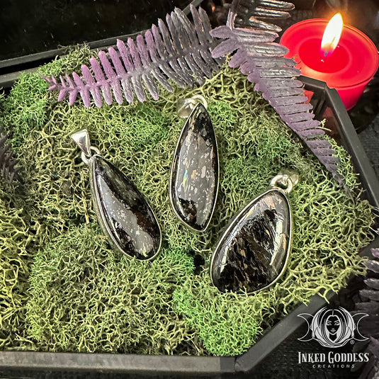 Nuummite Sterling Silver Pendant for Spirit Connection Magick