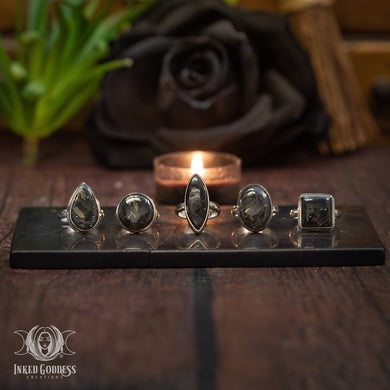 Nuummite Sterling Silver Ring for Opening Psychic Channels