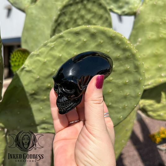 Obsidian Alien Skull for Cosmic Protection