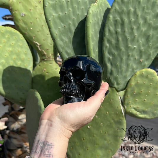 Obsidian Carved Skull for Protective Wards
