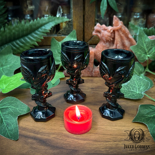 Obsidian Dragon Mini Goblet for Ritual Work & Protection Spells