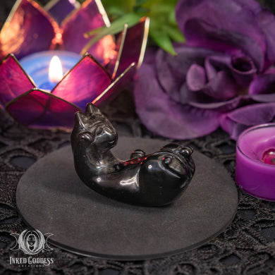 Obsidian Playful Cat for Cute Protective Energy