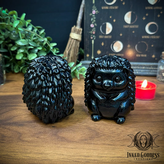 Obsidian Hedgehog for Witches' Protection