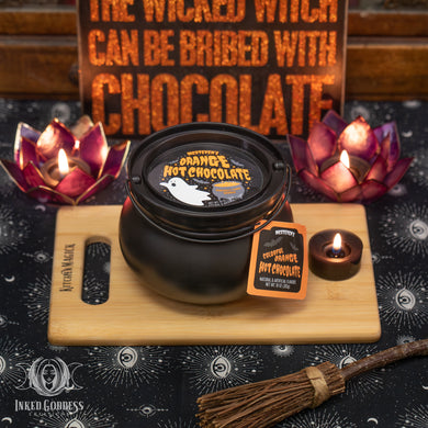 Orange Hot Chocolate Mix in Cauldron for Cheerful Energy
