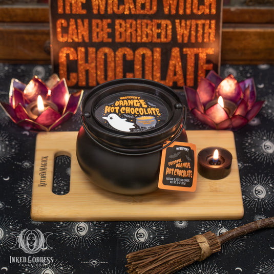 Orange Hot Chocolate Mix in Cauldron for Cheerful Energy