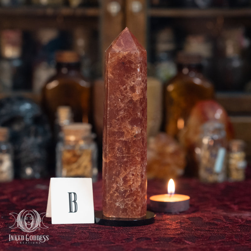 Load image into Gallery viewer, Orange Strawberry Quartz Tower for Courageous Love
