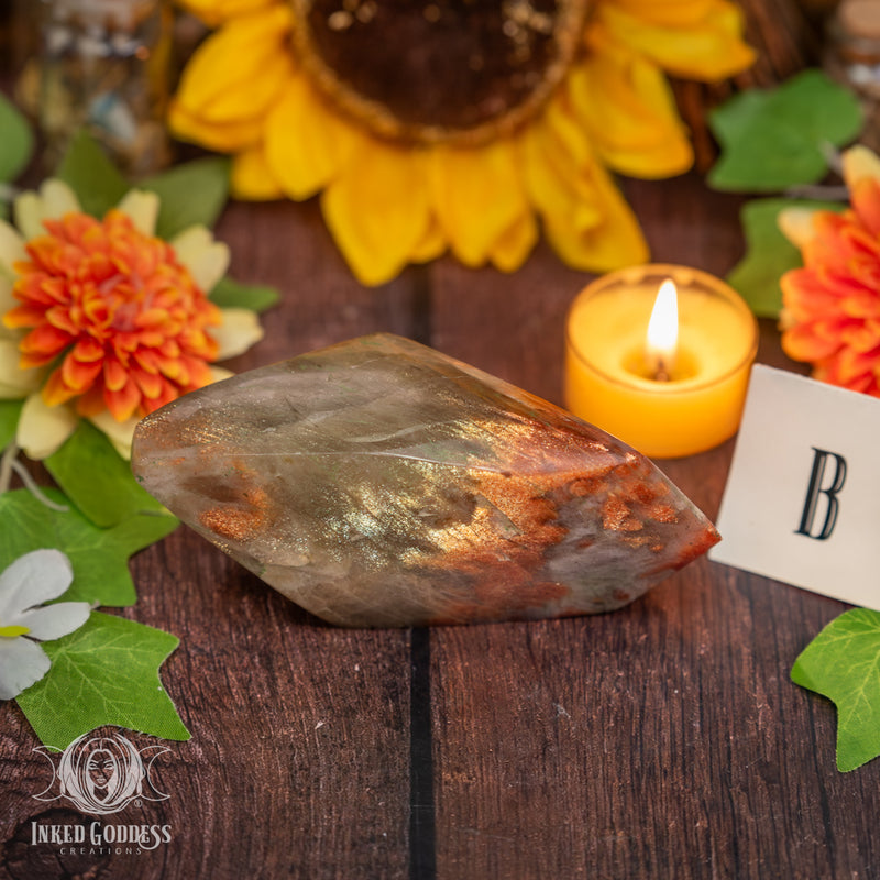 Load image into Gallery viewer, Orange &amp; Green Sunstone Geometric for Heart-Led Expression
