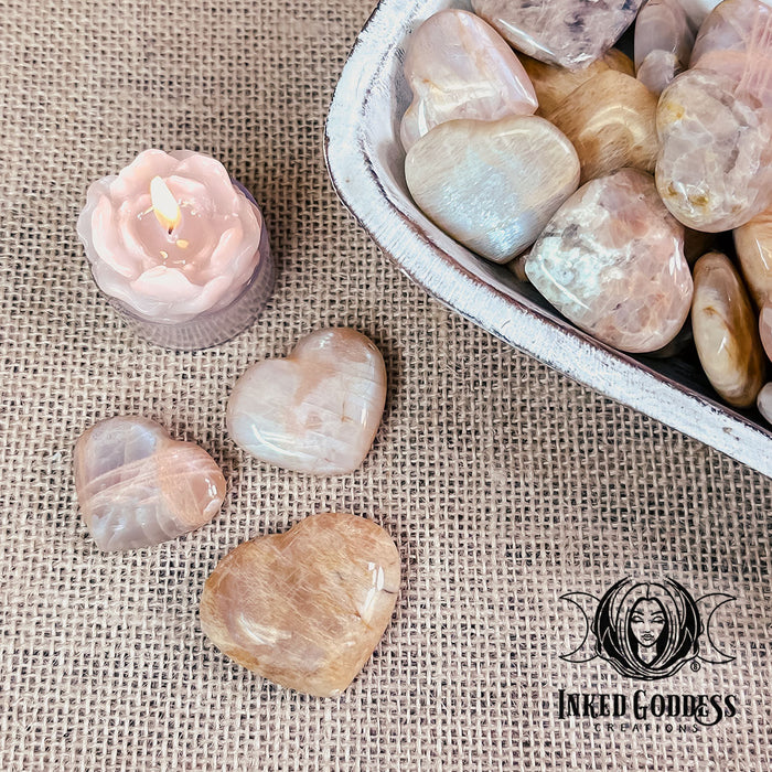 Peach Moonstone Heart for Inward Thinking