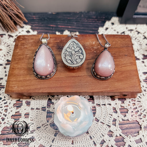 Peach Moonstone Tibetan Necklace for Self-Love- Inked Goddess Creations