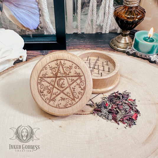 Pentacle Wooden Herb Grinder