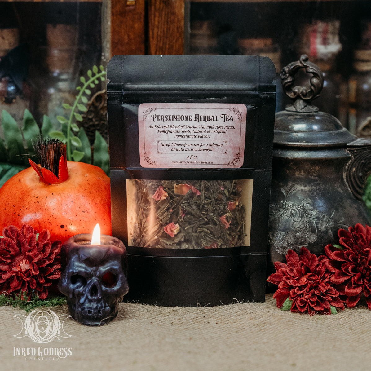 Persephone Herbal Tea for Power & Abundance- Green Pomegranate Tea ...