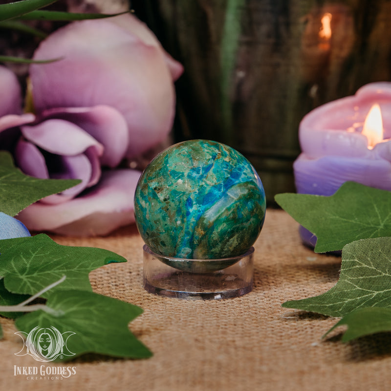 Load image into Gallery viewer, Peruvian Blue Opal Sphere for Calming Emotional Energy
