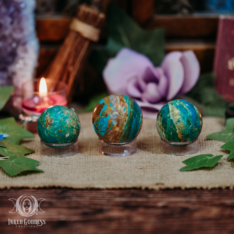 Load image into Gallery viewer, Peruvian Blue Opal Sphere for Calming Emotional Energy
