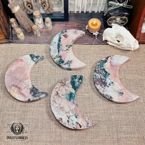 Pink Amethyst Carved Moon for Balanced Emotions