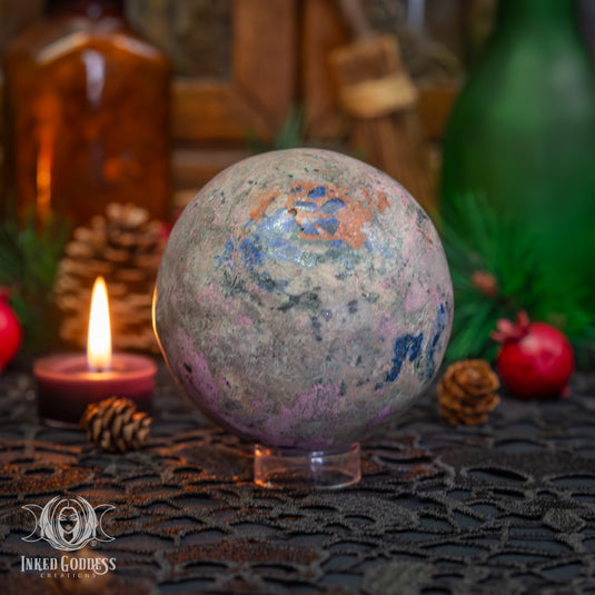 Pink Cobalto Calcite with Azurite & Malachite Sphere for Self-Love
