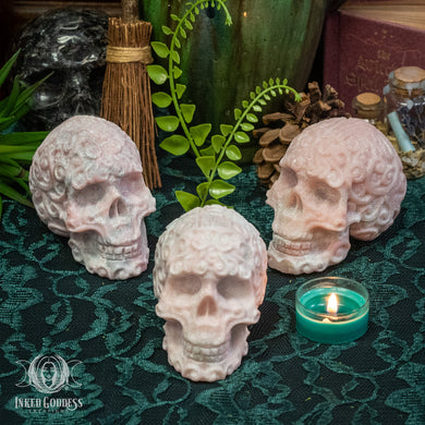 Pink Opal Etched Skull for Pastel Goth Vibes