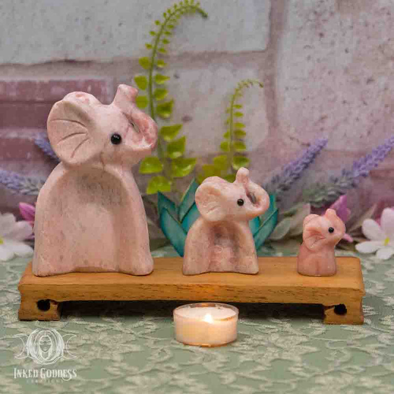 Load image into Gallery viewer, Pink Opal Nesting Elephant Family for Matriarchal Healing
