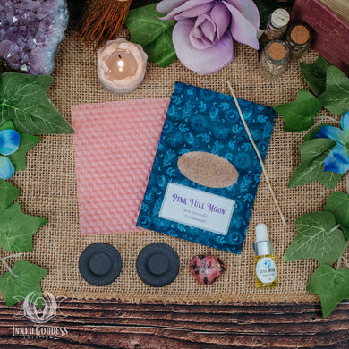 Pink Full Moon Ritual Kit for April 12 in Libra - DIY Beeswax Candle