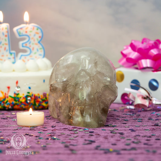 Pointy Head Quartz Skull with Inclusions for Otherworldly Spiritual Connections