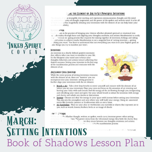 March 2024- Setting Powerful Intentions Book of Shadows Pages-Inked Spirit Coven