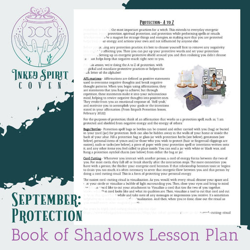 September 2023- Protection Book of Shadows Pages-Inked Spirit Coven